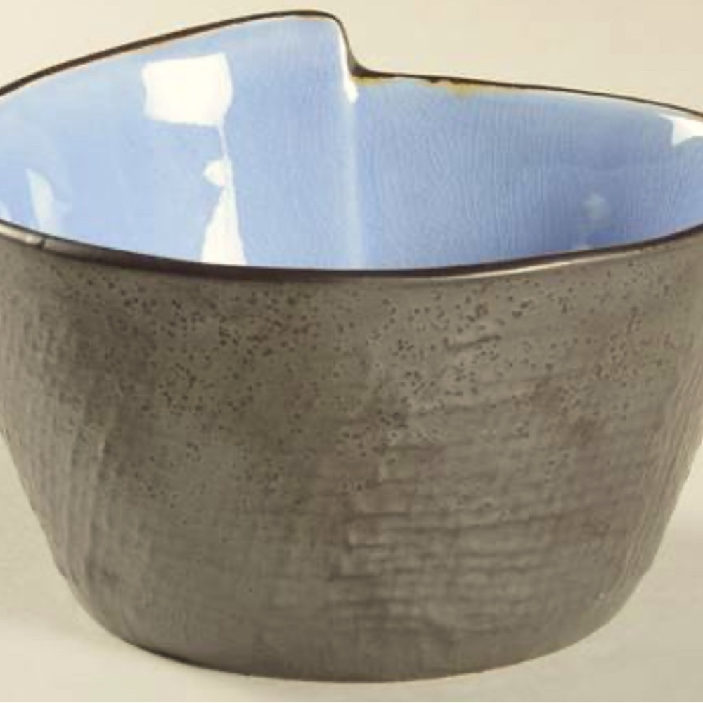 Pier 1 Porcelain Bowl with Blue Interior and Black Exterior